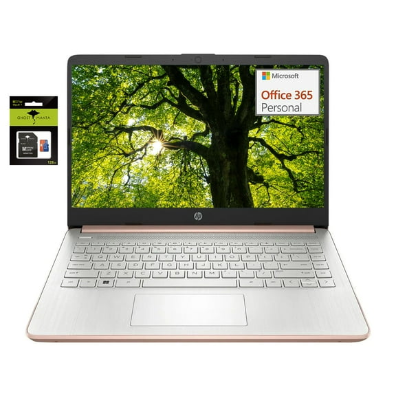 HP 14" Student-Laptop, Intel Processor N150(Up to 3.6GHz) 16GB RAM 256GB Storage(128GB UFS + 128GB Ghost Manta SD Card) Computer with 1Yr office365 Wi-Fi 6 Win11
