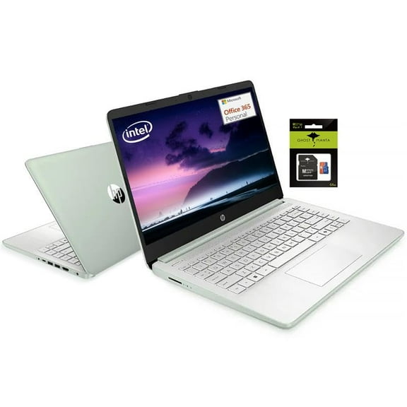 HP 14" Student-Laptop, Intel Processor N150(Up to 3.6GHz) 8GB RAM 192GB Storage(128GB UFC + 64GB Ghost Manta SD Card) Computer with Wi-Fi 6 Win11 Willow Green