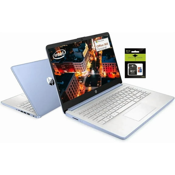 HP 14" Student-Laptop, Intel Processor N150(Up to 3.6GHz) 8GB RAM 320GB Storage(128GB UFS + 256GB Ghost Manta SD Card) Computer with Wi-Fi 6 Win11 Sky Blue