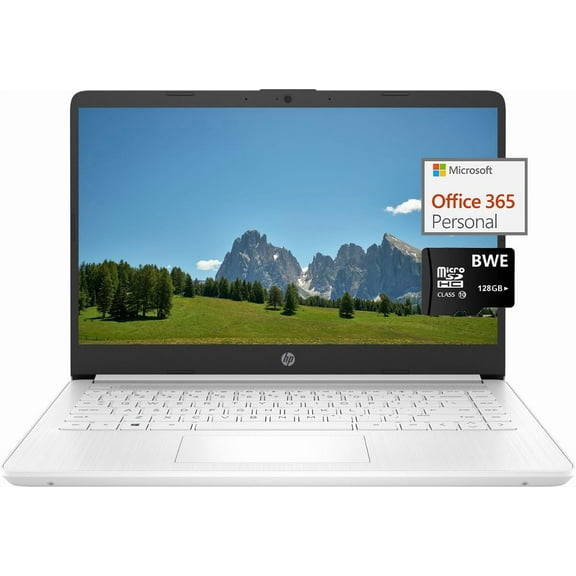 HP 14 Ultra Light Laptop for Students, Quad-Core Intel N4120, 8GB RAM, 192GB Storage(64GB eMMC+128GB SD Card), with 1 Year Office 365 Included, WiFi, Webcam, HDMI, USB-C, Win 11