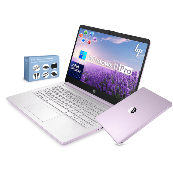 HP 14” Ultra-Portable Laptop Computer for Student & Business, Intel Quad-Core N150 (Up to 3.6GHz), 4GB DDR5 RAM, 628GB Storage (128GB SSD+500GB Ext), MS Office, Copilot AI, Win 11 Pro, Honey Lavender