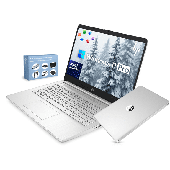 HP 14” Ultra-Portable Laptop Computer for Student & Business, Intel Quad-Core N150 (Up to 3.6GHz), 4GB DDR5 RAM, 628GB Storage (128GB SSD+500GB Ext), MS Office, Copilot AI, Win 11 Pro, Natural Silver