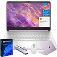 thumbnail image 1 of HP 14" Ultra Thin 2026 Laptop with Copilot, Intel Quad-Core N150, 4GB RAM, 384GB(128GB eMMC+256GB SD Card), Windows 11 Pro,1 Year Office 365, Lightweight Lavender Notebook for Work and School, 1 of 8