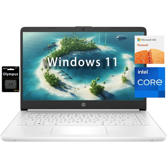 HP 14" Ultral Light Laptop for Business. Intel Quad-Core N4120(> N4020), 8GB RAM, 192GB Storage, 1 Year Office 365, (64GB eMMC+128GBSD Card) Webcam, HDMI, WiFi, USB-A&C, Win 11 S/OLY
