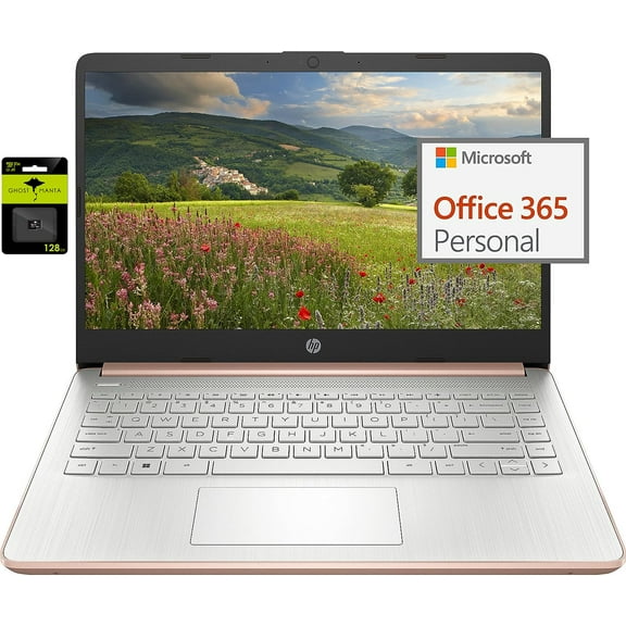 HP 14" Ultral Light Laptop for Students and Business, Intel Quad-Core N4120, 8GB RAM, 192GB Storage(64GB eMMC+128GB Micro SD), 1 Year Office 365, Webcam, HDMI, WiFi, USB-A&C, Win 11 S