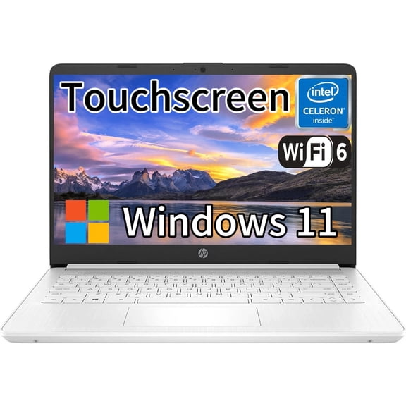 HP 14-dq3220nr 14" HD Touchscreen Laptop ,Intel Celeron N4500 1.1GHz , 4GB , 64GB eMMC , Windows 11 Home S Mode , Intel UHD Graphics , Webcam ,IEEE 802.11ax Wireless, Snowflake White