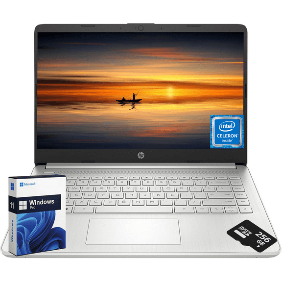 HP 14-inch Essential Portable Laptop - with 1-Year AI-Powered Office 365 | 1TB Cloud Storage | Intel Quad-Core | Win 11 Pro with 256G External SD Storage (8G RAM | 128G eMMC)