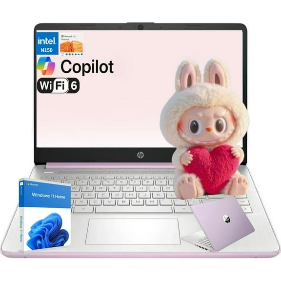 HP 14 inch HD Windows Laptop Intel Processor N150 (Beats i3-1115G4) 4GB RAM 128GB UFS Honey Lavender