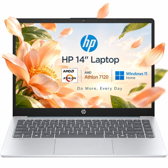 HP 14 inch HD Windows Laptop Notebook PC, AMD Athlon 7120, 4GB RAM, 128GB SSD, Moonlight Blue