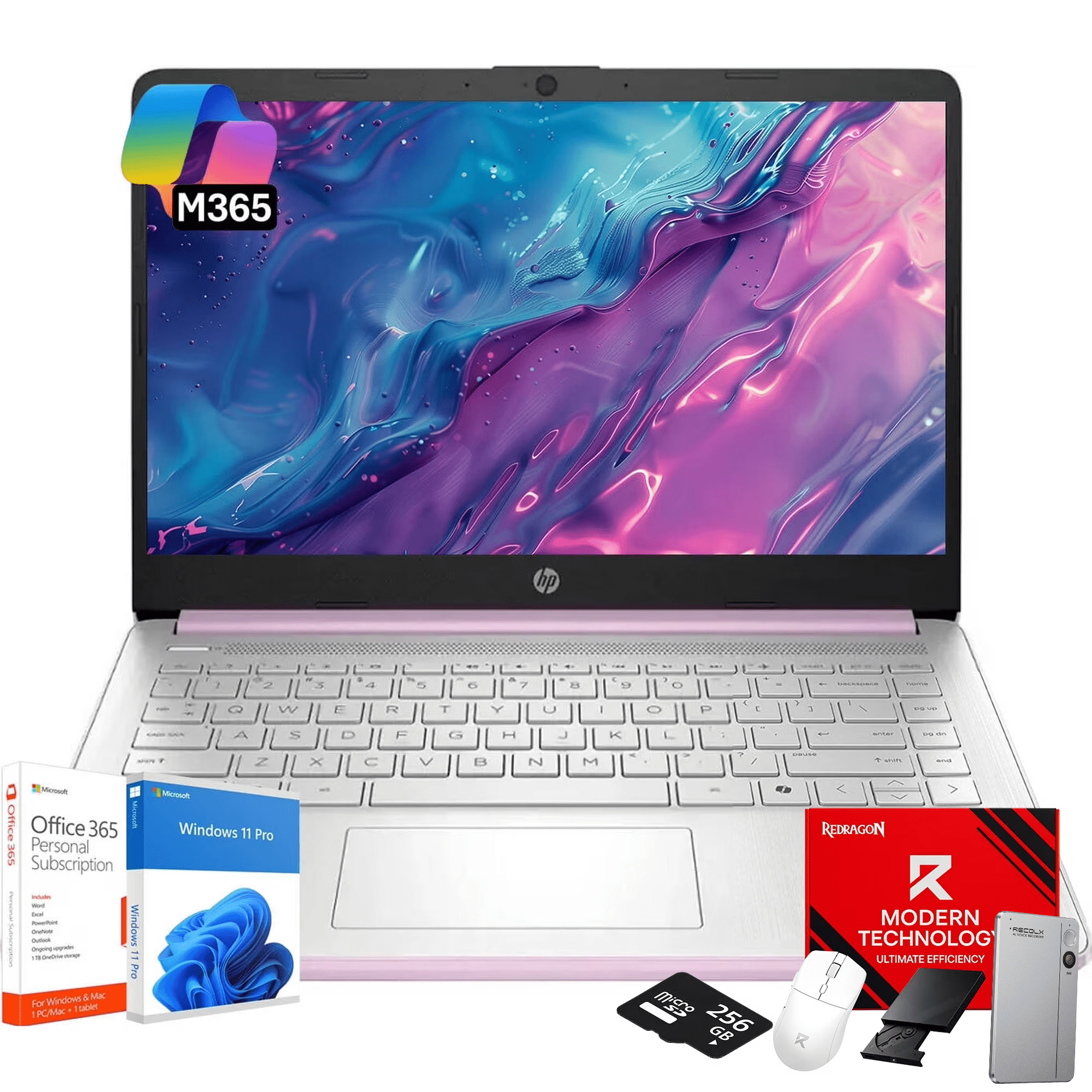 HP 14-inch Student Business Laptop – Intel N150 | Lightweight, AI Copilot Key for Study & Daily Use | 16GB RAM | 128GB UFS + 256GB Micro SD | Windows 11 Pro| Honey Lavender