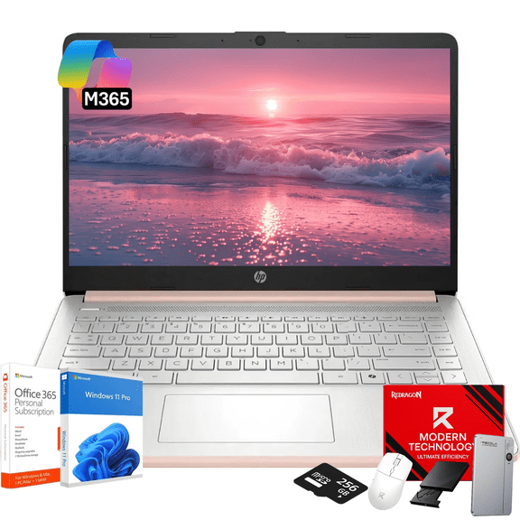 HP 14-inch Student Business Laptop – Intel N150 | Lightweight, AI Copilot Key for Study & Daily Use | 16GB RAM | 128GB UFS + 256GB Micro SD | Windows 11 Pro| Pale Rose Gold