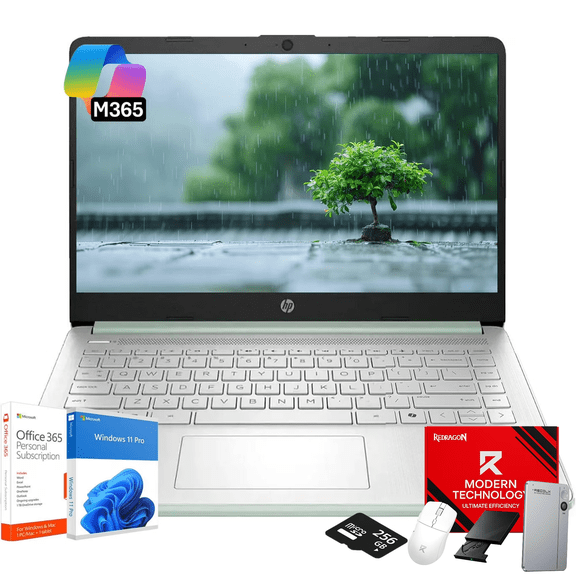 HP 14-inch Student Business Laptop – Intel N150 | Lightweight, AI Copilot Key for Study & Daily Use | 16GB RAM | 128GB UFS + 256GB Micro SD | Windows 11 Pro| Willow Green