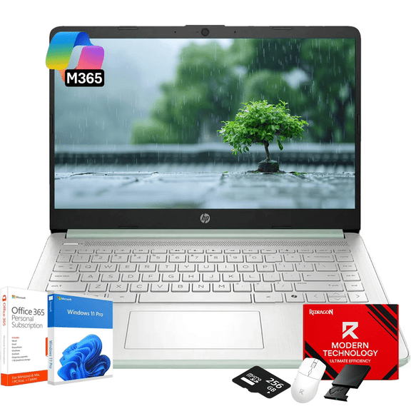 HP 14-inch Student Business Laptop – Intel N150 | Lightweight, AI Copilot Key for Study & Daily Use | 16GB RAM | 128GB UFS + 256GB Micro SD | Windows 11 Pro| Willow Green