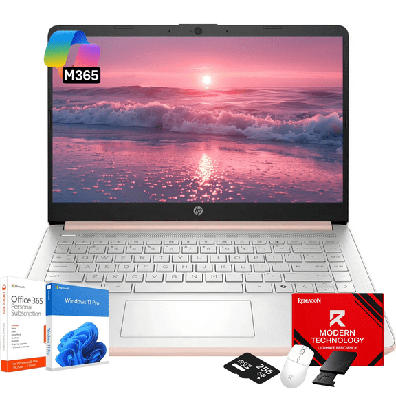 HP 14-inch Student Business Laptop – Intel N150 | Lightweight, AI Copilot Key for Study & Daily Use | 8GB RAM | 128GB UFS   256GB Micro SD | Windows 11 Pro| Pale Rose Gold