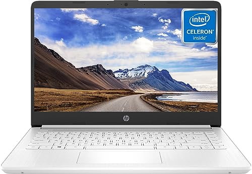 HP 14 inch Student Laptop, Intel Quad-Core Processor, 16GB RAM, 192GB Storage(64GB eMMC+128GB Micro SD), Ultra Light, Windows 11 Home in S Mode, Long Battery, UHD Graphics, White