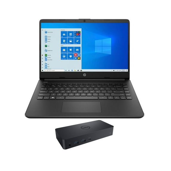 HP 14s-fq 14 Home & Business Laptop (AMD Athlon Silver 3050U 2-Core, 14.0" 60Hz HD (1366x768), AMD Radeon, 32GB RAM, 4TB PCIe SSD, Wifi, HDMI, Webcam, Bluetooth, Win 11 Pro) with D6000 Dock