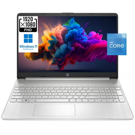 HP 15 15.6" FHD Business Laptop Computer, Intel Core i3-1215U processor, 16GB RAM, 256GB SSD, Long Battery Life, Bluetooth, HDMI, Windows 11 Pro, Silver