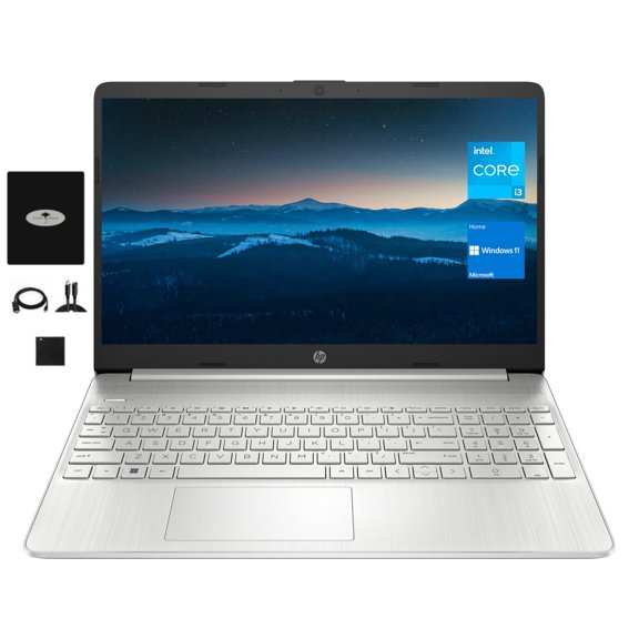 HP 15 15.6" FHD Business & Student Laptop Computer, Intel Core i3-1215U, up to 4.40GHz, 32GB RAM, 1TB SSD, Long Battery Life, Wi-Fi 5, Bluetooth, HDMI, 4in1 Accessories, Silver