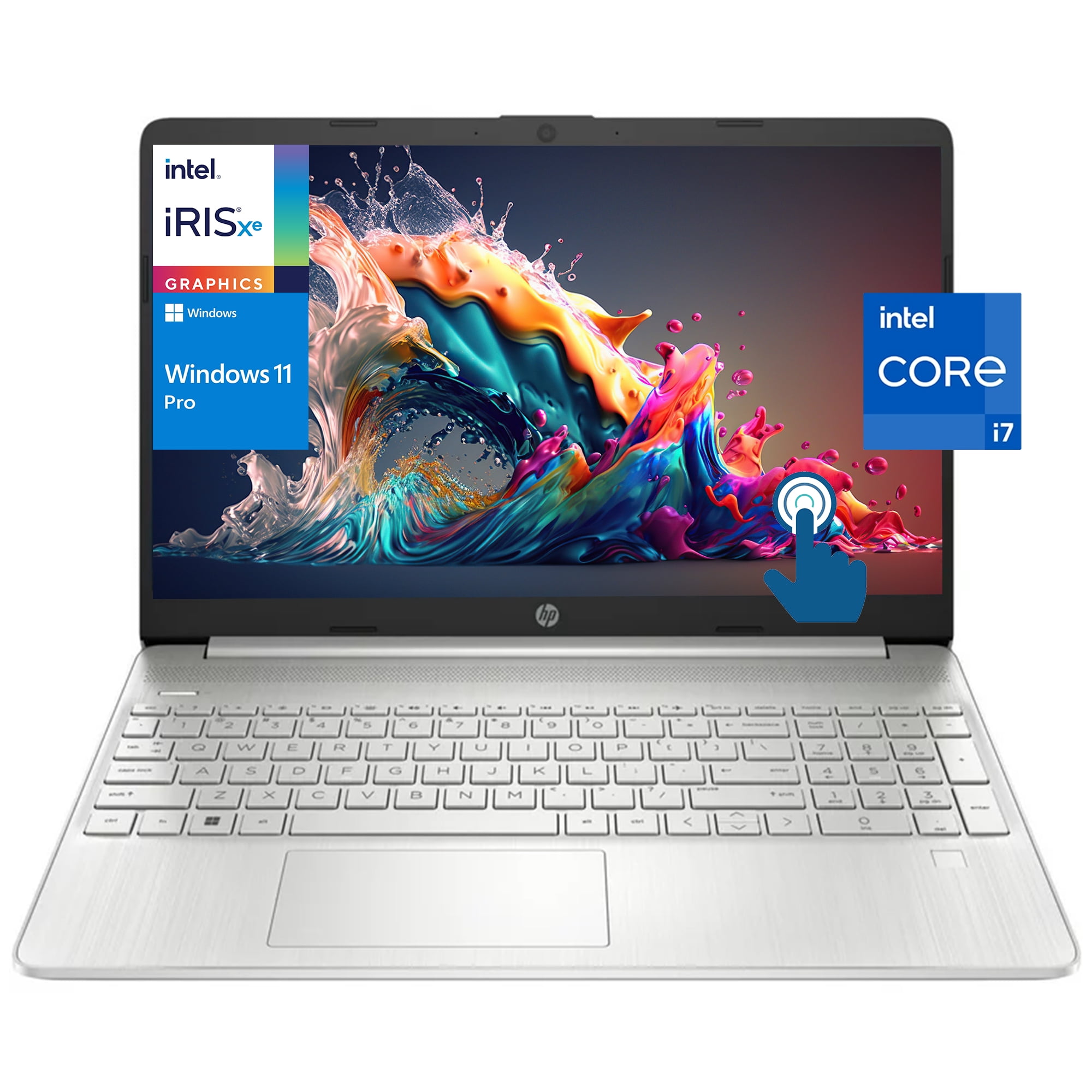 HP 15 15.6" FHD [Windows 11 Pro] Touchscreen Business Laptop, 11th Gen Intel 4-core i7-1165G7, 32GB RAM 2TB PCIe SSD, Intel Iris Xe Graphic, Natural Silver, w/Office Accessories