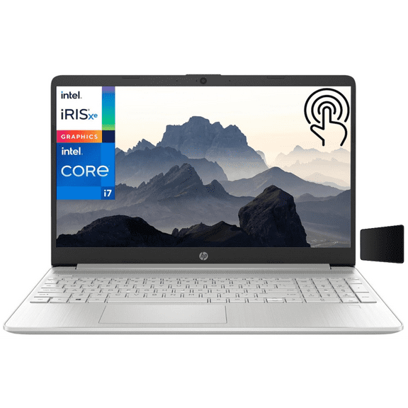 HP 15 Business Laptop Computer, 15.6" Touchscreen FHD, 12th Gen Intel 10-Core i7-1255U, 16GB DDR4 RAM, 1TB PCIe SSD, Bluetooth, Silver, 802.11AC WiFi, Windows 11 Home, Bundled with MousePad.