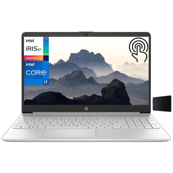 HP 15 15.6" Touchscreen FHD Business Laptop Computer, 12th Gen Intel 10-Core i7-1255U, 64GB DDR4 RAM, 4TB PCIe SSD, 802.11AC WiFi, Bluetooth, Silver, Windows 11 Home in S mode