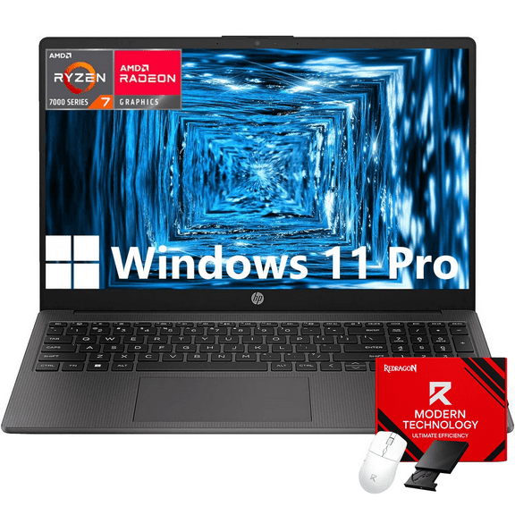 HP 15.6" 255 G10 FHD Laptop Computer, 32GB RAM, 1TB SSD, AMD Ryzen 7 7730U, Webcam, Numeric Keypad, Wi-Fi 6, Bluetooth, Windows 11 Pro