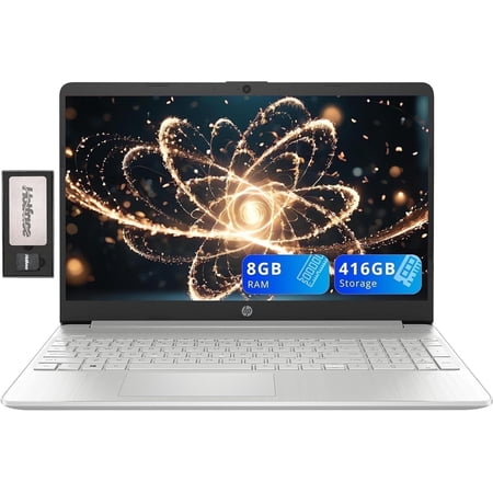 HP 15.6" FHD Anti-Glare Laptop, Intel i3-1215U, 8GB DDR4 RAM, 416GB Storage(256GB SSD + 160GB Docking Station Set), Intel UHD Graphics, Full Size Keyboard, Webcam, Windows 11, Silver