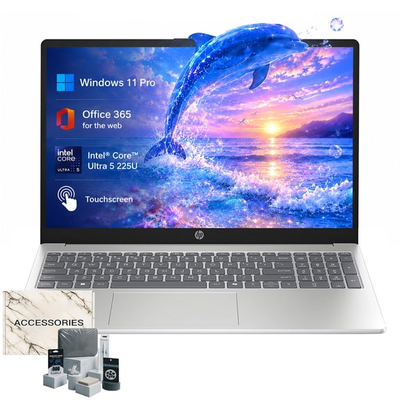 HP 15.6" FHD Anti-glare Touchscreen AI PC, Intel Core Ultra 5 225U, 32GB DDR5 RAM, 1TB PCIe SSD, Office 365 for the Web, Copilot Key, Windows 11 Pro