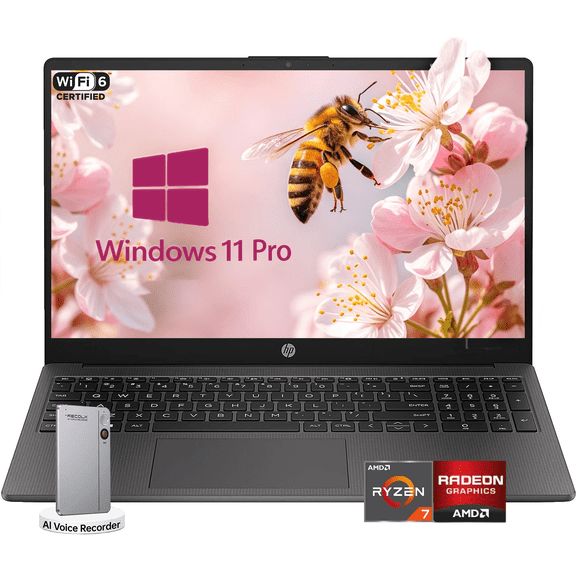HP 15.6" FHD Business Laptop, AMD Ryzen 7 7730U, 16GB RAM | 512GB SSD, Webcam, Wi-Fi 6, HDMI, Windows 11 Pro with Accessory