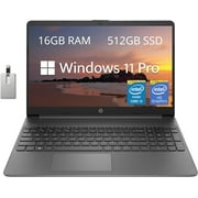 HP 15.6" FHD IPS Laptop, Intel Core i3-1215U, 16GB RAM, 512GB PCIe SSD, Intel UHD Graphics, HD Webcam, Numpad, Wi-Fi 6, Bluetooth, Black, Win 11 Pro, 32GB Hotface USB Card