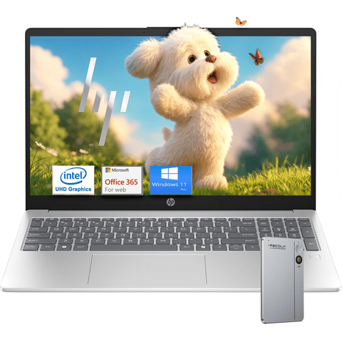 HP 15.6" FHD IPS Laptop – Intel Core i3-N305 8-Core, 16GB RAM, 512GB SSD, Windows 11 Pro, Natural Silver, Ideal for Students & Professionals, w/Accessory