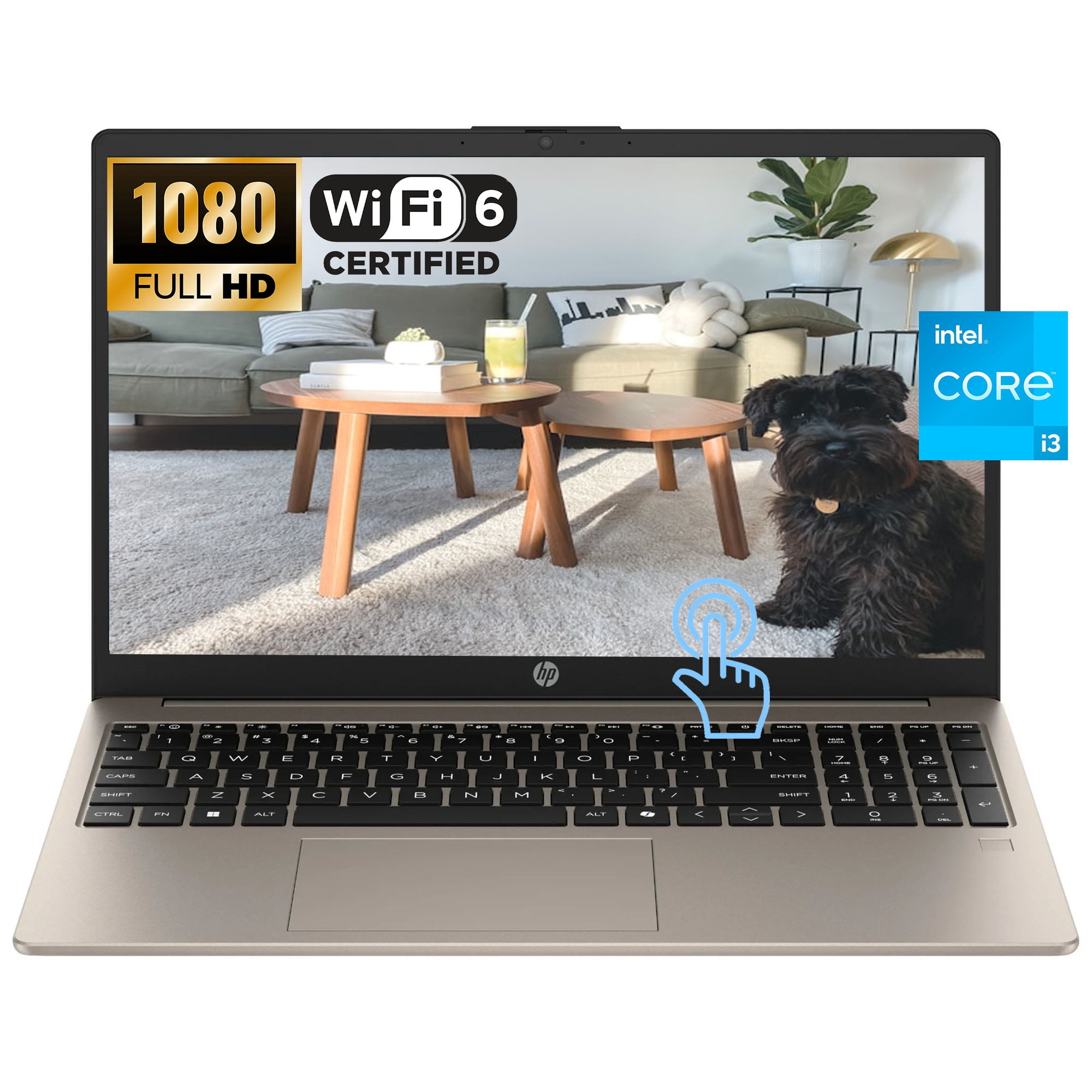 HP 15.6" FHD IPS Touchscreen Business Laptop Computer, Intel 8-Core i3-N305, 8GB DDR4 RAM 256GB SSD, Copilot AI, Fingerprint, Long Battery Life, Windows 11 Home