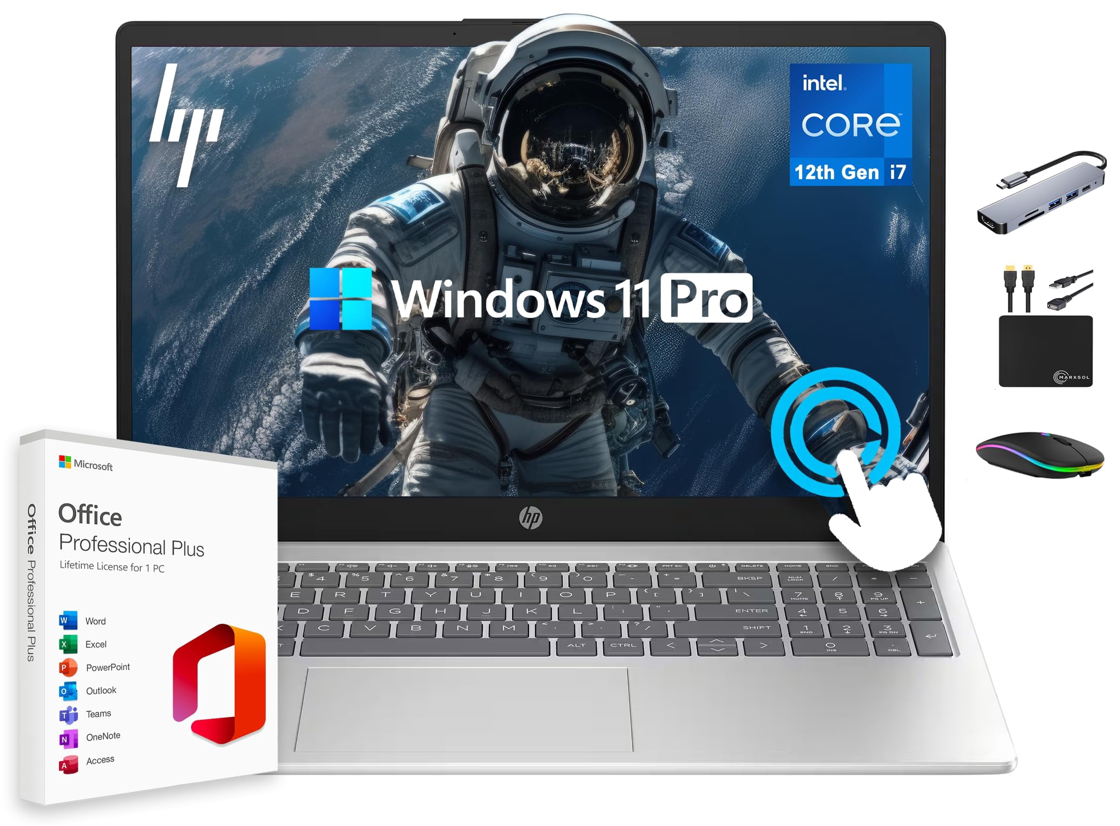 HP 15.6 FHD IPS Touchscreen Pavilion Laptop, Computer, 10-Core