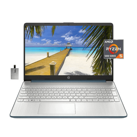 HP 15.6" FHD Laptop, AMD Ryzen 5-5500U Processor, 32GB RAM, 1TB PCIe SSD, AMD Radeon Graphics, HD Webcam, Bluetooth, Wi-fi, Blue, Win 11 Pro, 32GB SnowBell USB Card