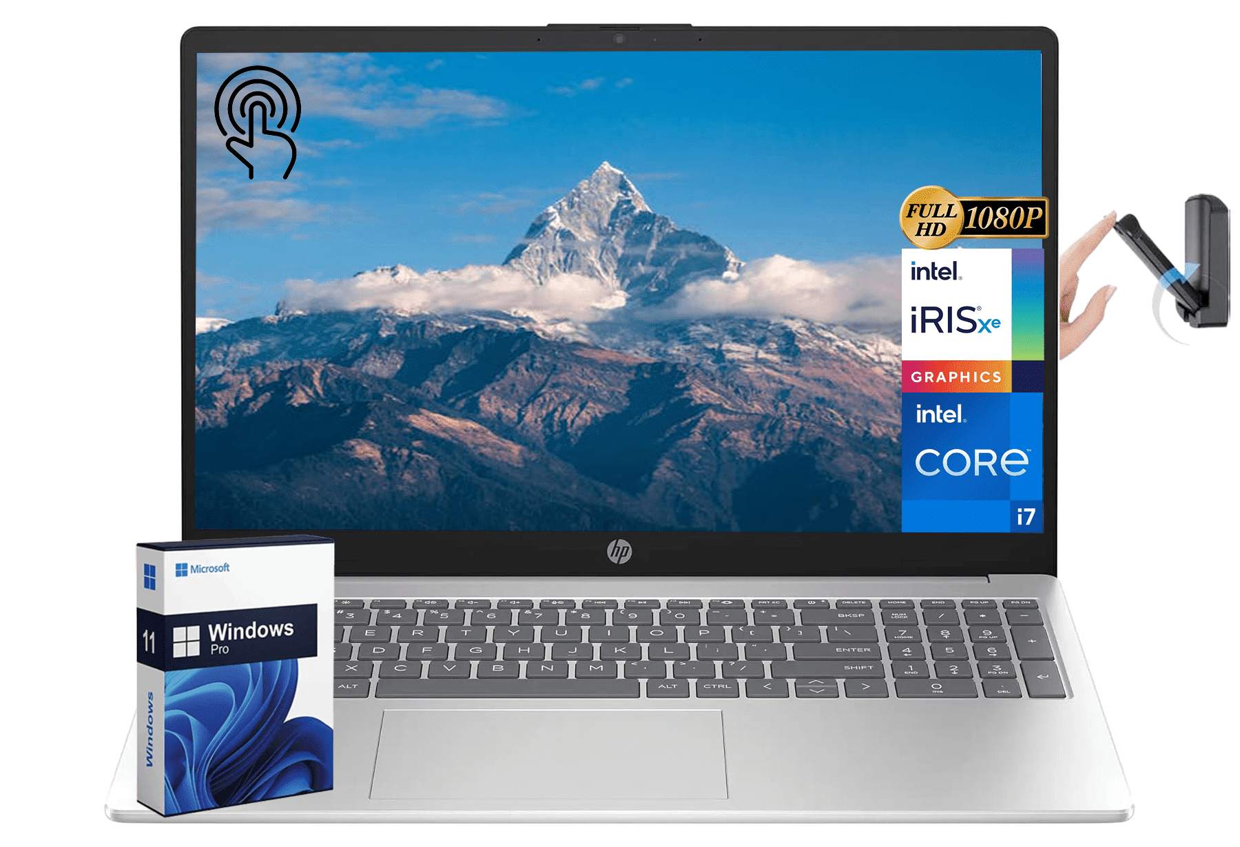 HP 15.6" FHD Touchscreen Business Laptop, Intel i7-1255U, Intel Iris Xe Graphics, 64 GB RAM, 2 TB SSD, HD Camera, HDMI, Wi-Fi, Fast Charge, Windows 11 Pro