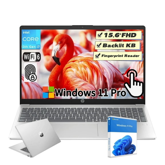 HP 15.6" FHD Touchscreen Laptop, Intel Core i7-1355U(Up to 5.0 GHz), 64GB RAM, 2TB NVMe SSD, Wi-Fi 6, Backlit Keyboard, Fingerprint Reader, Webcam, Windows 11 Pro, Silver