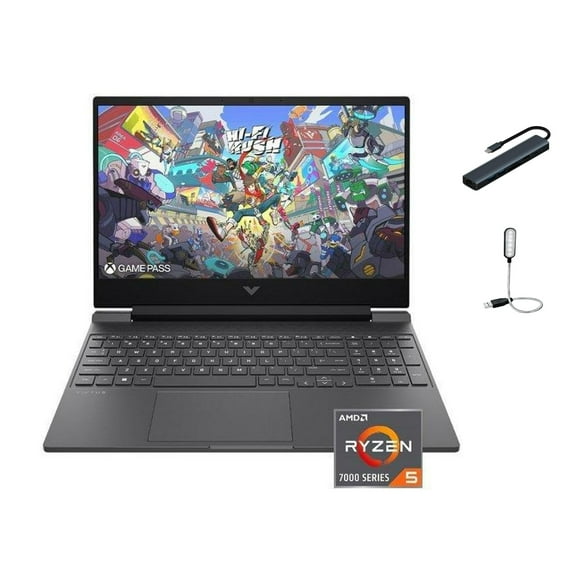 HP 15.6" FHD Victus Gaming Laptop, AMD Ryzen 5 7535HS, 32GB DDR5, 2TB SSD, AMD Radeon RX 6550M Graphics, Windows 11 Home, Backlit Keyboard, Mica Silver with Mazepoly Accessories