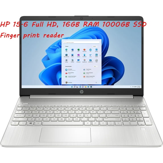 HP 15.6" FHD, i5-1135G7, 16GB RAM, 1000GB SSD, Finger print reader