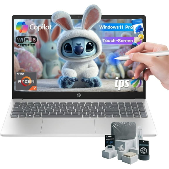HP 15.6 Flagship Touchscreen Laptop Computer, AMD Ryzen 7 7730U, 32GB RAM, 2TB SSD, 15.6" Full HD Display, HD Webcam, Windows 11 Pro, Wi-Fi 6 for Business & Student