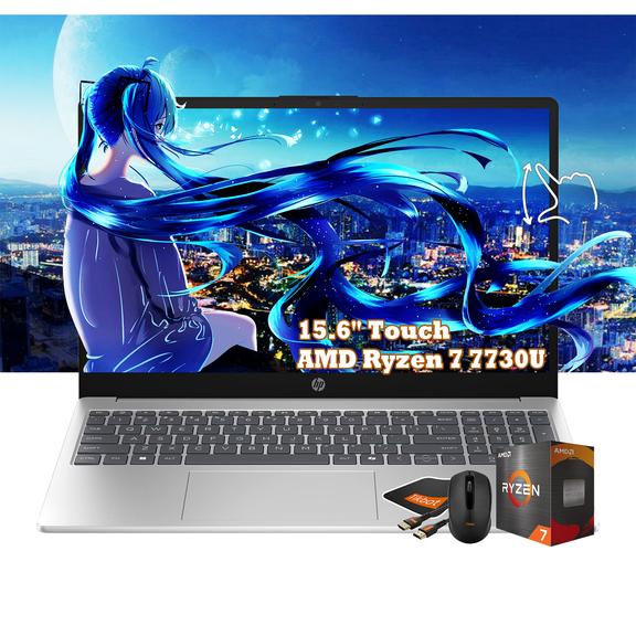 HP 15.6" Full HD Touchscreen Laptop | AMD Ryzen 7 7730U (Beats i9-10880H) | 16GB RAM | 512GB SSD | AMD Radeon Graphics | Win 11 | Fast Charge | Wi-Fi 6