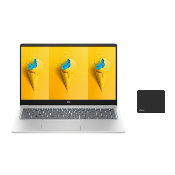 HP 15.6" HD Chromebook Laptop for Student and Business, Intel Processor N200, 8GB RAM 64GB eMMC, Intel UHD Graphics, Wi-Fi, Bluetooth, HDMI, Chrome Os, Silver, with 5ave Mousepad