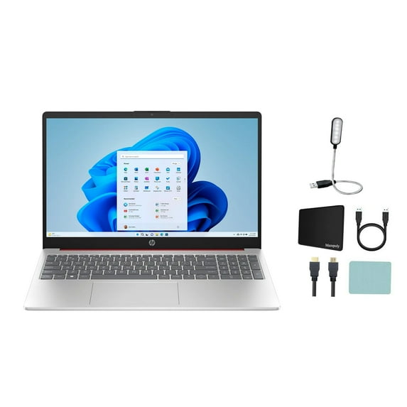 HP 15.6" HD Laptop, Intel Processor N200 (Pentium), 1.1 GHz, 8GB RAM, 128GB UFS, Numeric Keypad, Windows 11 Home, One Year Office 365 Included, Scarlet Red with Mazepoly Accessories
