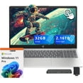 thumbnail image 1 of HP 15.6" HD Touchscreen Laptop, Intel i3-1315U, 32GB DDR4 RAM, 2.16TB Storage(2TB SSD + 160GB Docking Station Set), Intel UHD Graphics, Num Pad, 720p HD Camera, Windows 11 Pro, Silver, 1 of 8