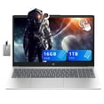 thumbnail image 1 of HP 15.6" HD Touchscreen Student Laptop, Intel i3-1215U, 16GB RAM, 1TB PCIe SSD, Intel UHD Graphics, Numeric Keypad, HD Webcam, Windows 11 Pro, Silver, 32GB USB Card, 1 of 7