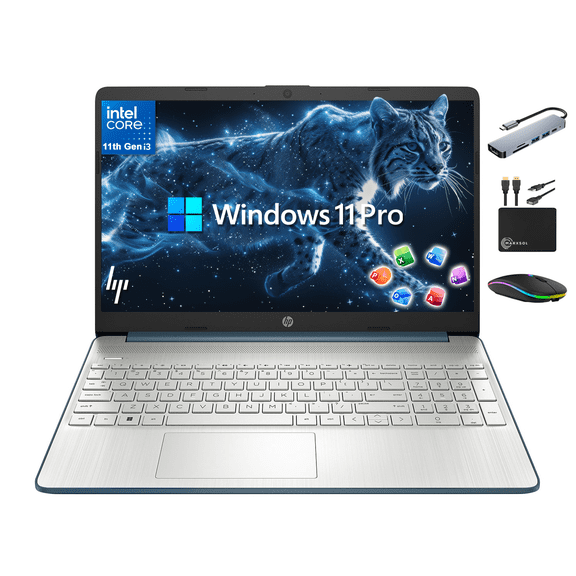HP 15.6" Laptop Computer Business Student PC w/ MS Office 2024, Intel Core i3-1115G4 Up to 4.1GHz, 8GB RAM, 756GB Storage (256GB SSD+500GB Ext), WiFi, MarxsolAccessory, Win 11 Pro, Spruce Blue