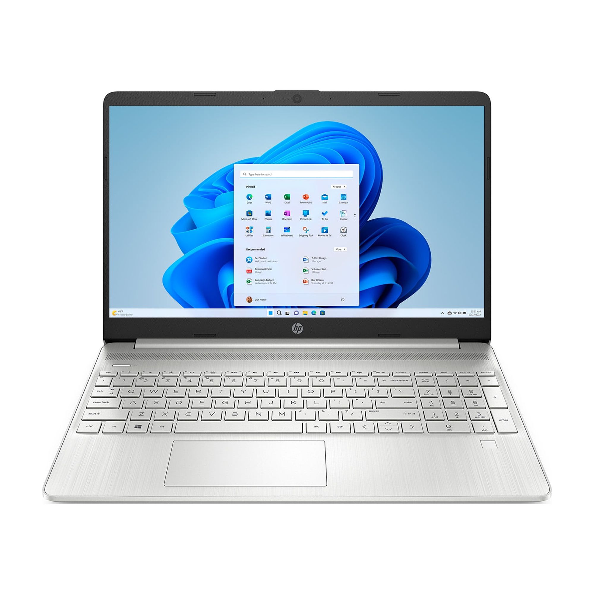 HP 15.6" Laptop, Intel Core i5-1135G7, 2.4GHz Intel Iris Xe Graphics, 8GB Ram 512GB SSD, Windows 11, Natural Silver, 15-dy2152wm - image 1 of 14