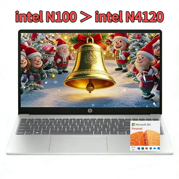 HP 15.6" Laptop, Intel N-Series N100,16GB RAM 128GB UFS ,HDMI, WiFi 6 ,Bluetooth ,1-Year Office 365, Windows 11 Home, Sliver, 15-fd0001dx