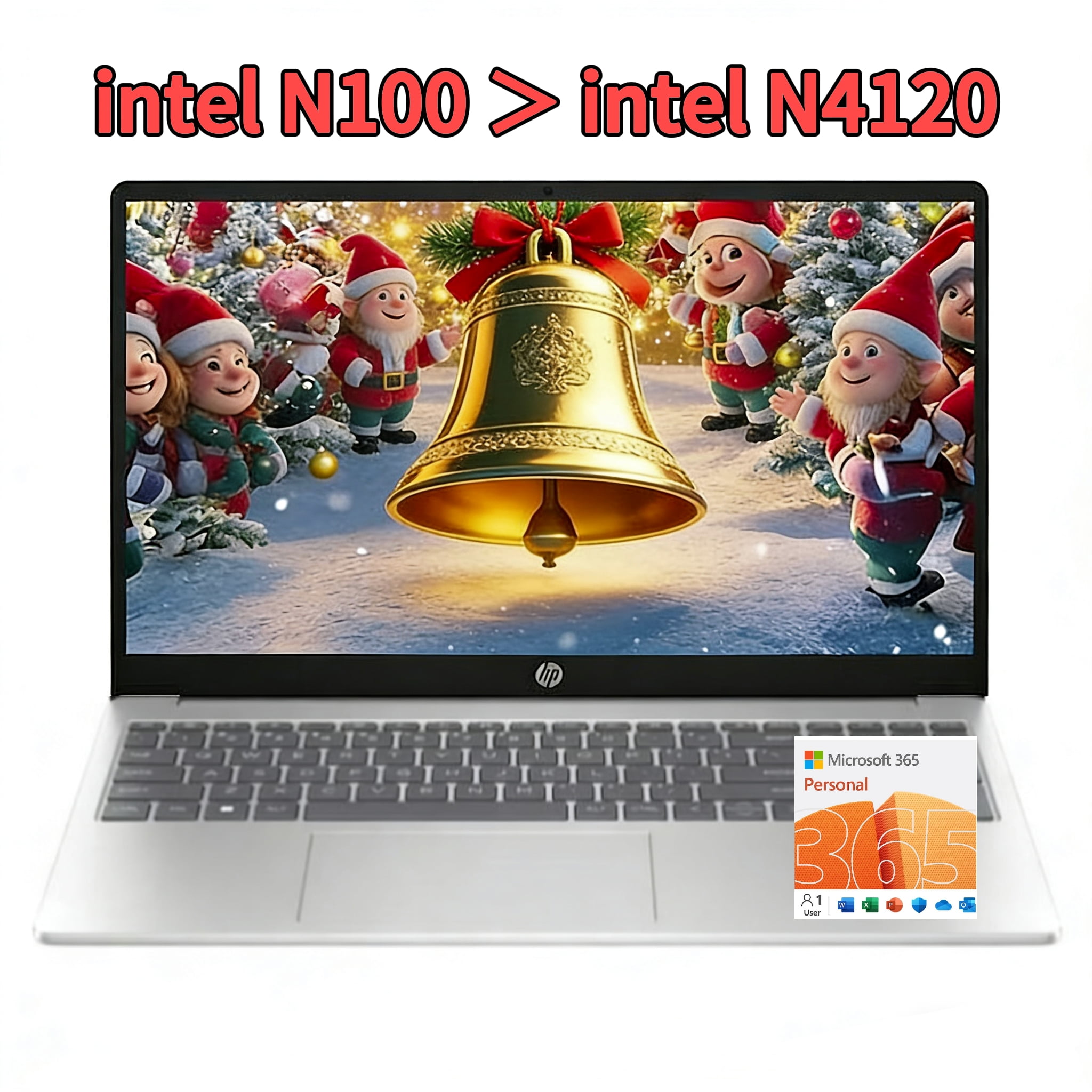 HP 15.6" Laptop, Intel N-Series N100,4GB RAM 128GB UFS ,HDMI, WiFi 6 ,Bluetooth ,1-Year Office 365,&nbsp;Windows 11 Home, Sliver, 15-fd0001dx