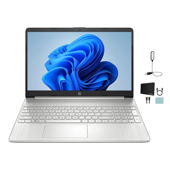 HP 15.6" Screen FHD Laptop, Intel Core i5-1135G7 4-Core(Up to 4.2GHz), 12GB RAM, 512GB SSD, Bluetooth, Iris Xe Graphics, Natural Silver, Windows 11 Home with Mazepoly Accessories