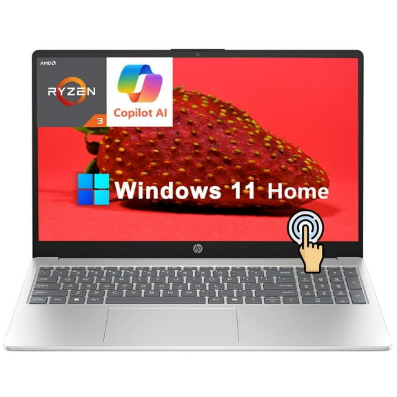 HP 15.6" Touchscreen Business Laptop, AMD Ryzen 3 7320U(up to 4.1 GHz), 8GB RAM LPDDR5, 512GB SSD, AMD Radeon Graphics, HDMI, Wi-Fi 6, Bluetooth, Windows 11 Home, Silver
